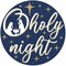 Oh Holy Night 12" Christmas Wreath Sign Centerpiece, Flat Round Metal Plate - For Craft Accents and Decorations (Holy Night - Navy Blue, Gold, White, 12" Dia)